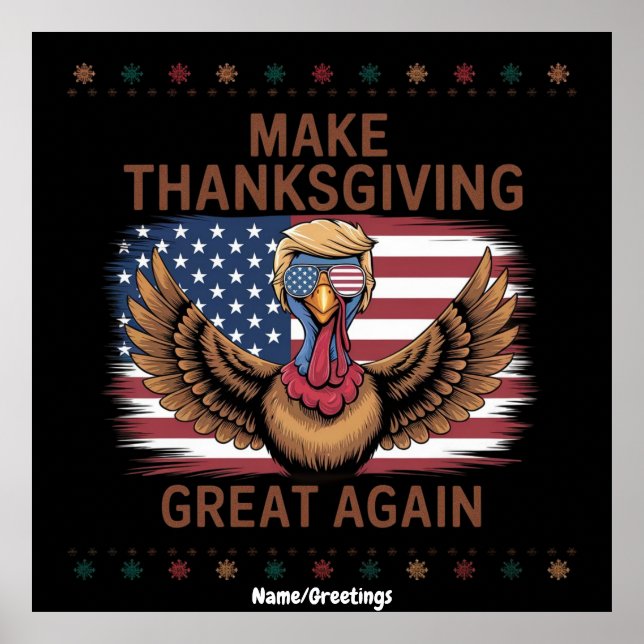 Gör Thanksgiving Stort Igen Rolig Trump Kalkon Poster (Framsidan)