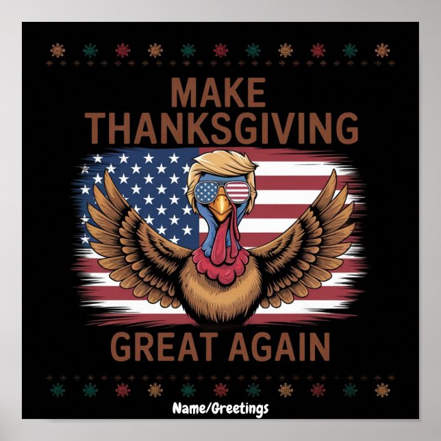 Gör Thanksgiving Stort Igen Rolig Trump Kalkon Poster (Framsidan)