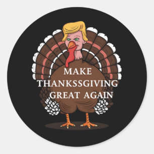 Gör Thanksgiving Stort Igen Trump Kalkon 2024 Runt Klistermärke