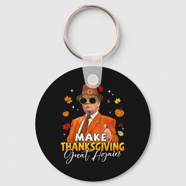 Gör Thanksgivingen Underbar igen Höst löv hösten T Nyckelring (Framsida)