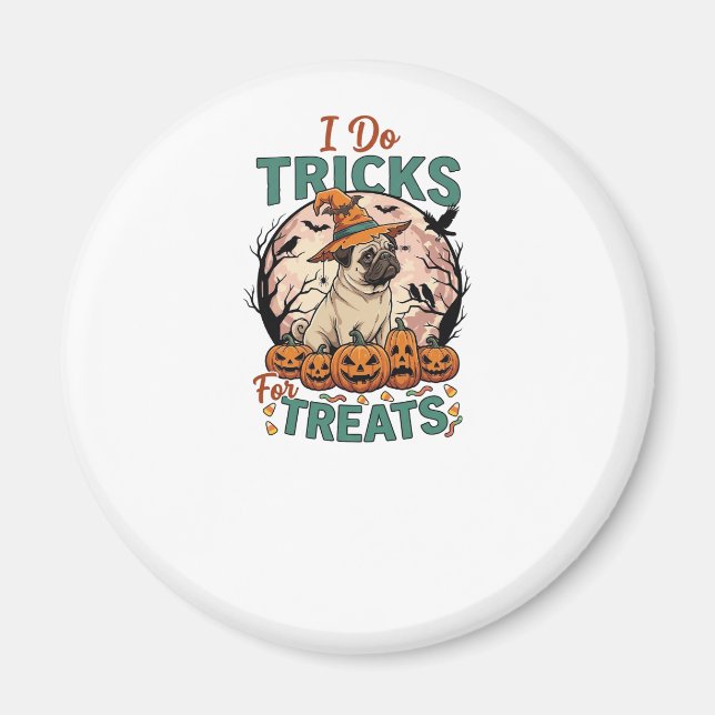 Gör trick-or-treat Halloween Pug Häxhatt Pumpa_ Magnet (Framsidan)