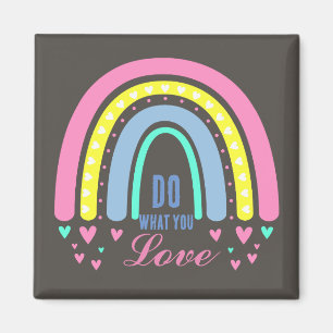 "GÖR VAD DU KÄRLEK" KVOT BROWN RETRO BOHO RAINBOW MAGNET