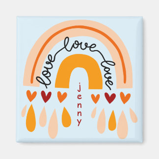 "GÖR VAD DU KÄRLEK" KVOT BROWN RETRO BOHO RAINBOW MAGNET