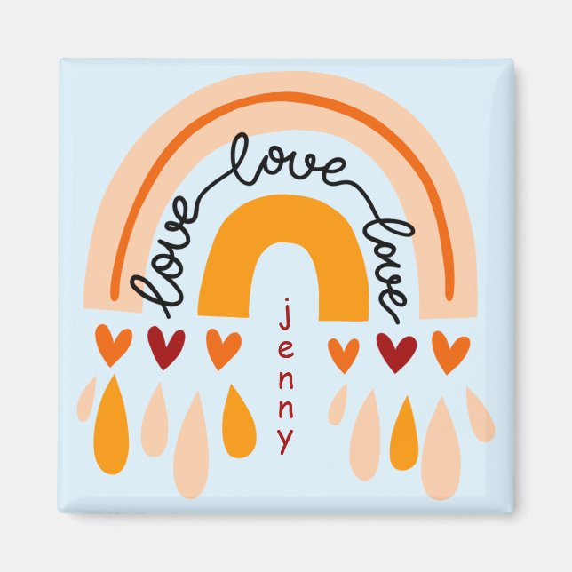 "GÖR VAD DU KÄRLEK" KVOT BROWN RETRO BOHO RAINBOW MAGNET (Framsidan)