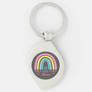 "GÖR VAD DU KÄRLEK" OMRÄKNAR RETRO BOHO RAINBOW ME SWIRL SILVERFÄRGAD NYCKELRING