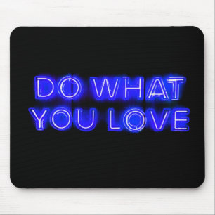 Gör vad du skriver på KÄRLEK Blue Neon Musmatta