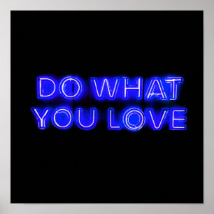 Gör vad du skriver på KÄRLEK Blue Neon Poster