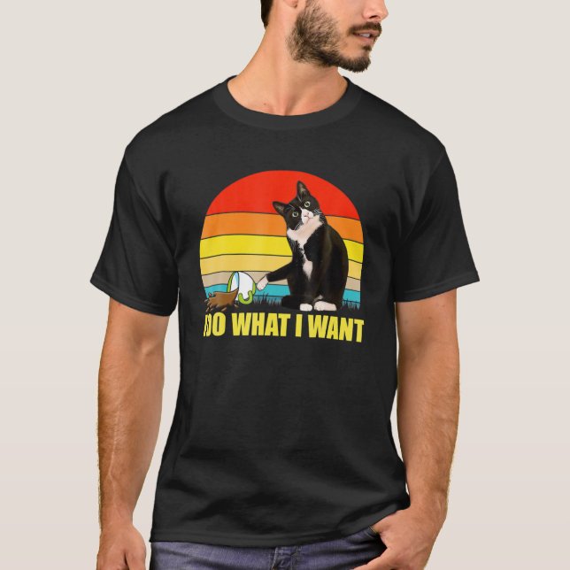 Gör vad jag vill ha Tuxedo Cat Coffee Kopp Funny T Shirt (Framsida)