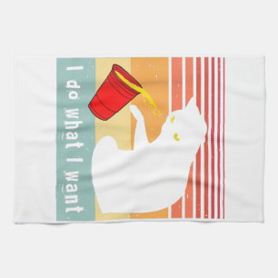 Gör vad jag vill ha Vintage Black Cat Red Kopp Fun Kökshandduk