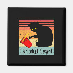 Gör vad jag vill ha Vintage Black Cat Red Kopp Fun Magnet