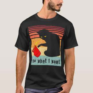 Gör vad jag vill ha Vintage Black Cat Red Kopp Fun T Shirt