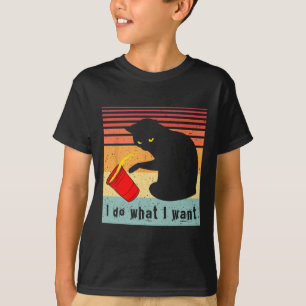 Gör vad jag vill ha Vintage Black Cat Red Kopp Fun T Shirt