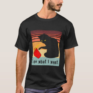 Gör vad jag vill ha Vintage Black Cat Red Kopp Fun T Shirt