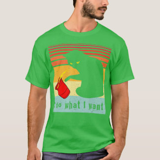 Gör vad jag vill ha Vintage Black Cat Red Kopp Fun T Shirt