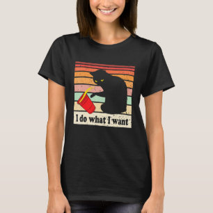 Gör vad jag vill ha Vintage Black Cat Red Kopp mit T Shirt