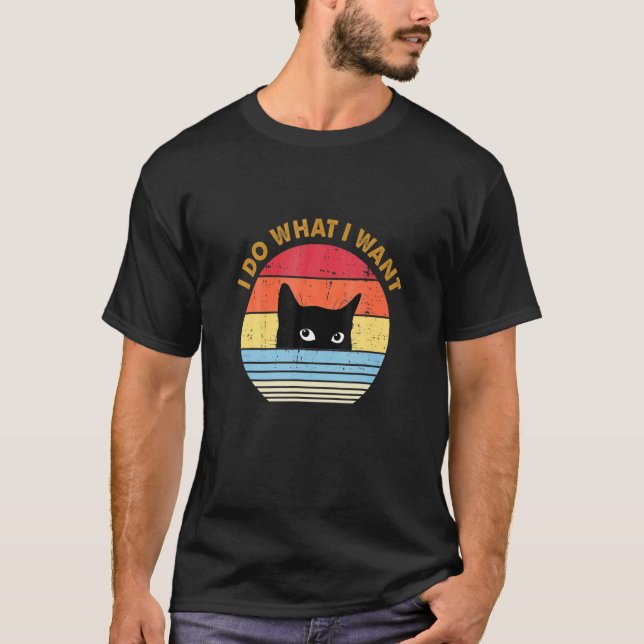 Gör Vad Jag Vill Svart Katt T Shirt (Framsida)