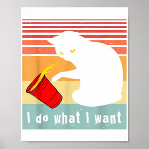 Gör Vad Jag Vill Vintage Svart Katt Röd Kopp Rolig Poster