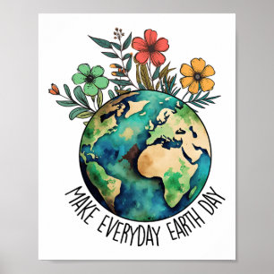 Gör varje dag Jorden Dag WildBlours Spara Planet Poster