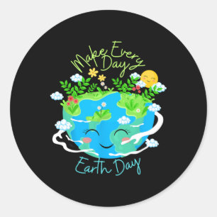 Gör varje dag till Jorden Dag Cute Lekande planet Runt Klistermärke