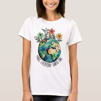 Gör varje dag till jordens dag | Blommig jord akva T Shirt