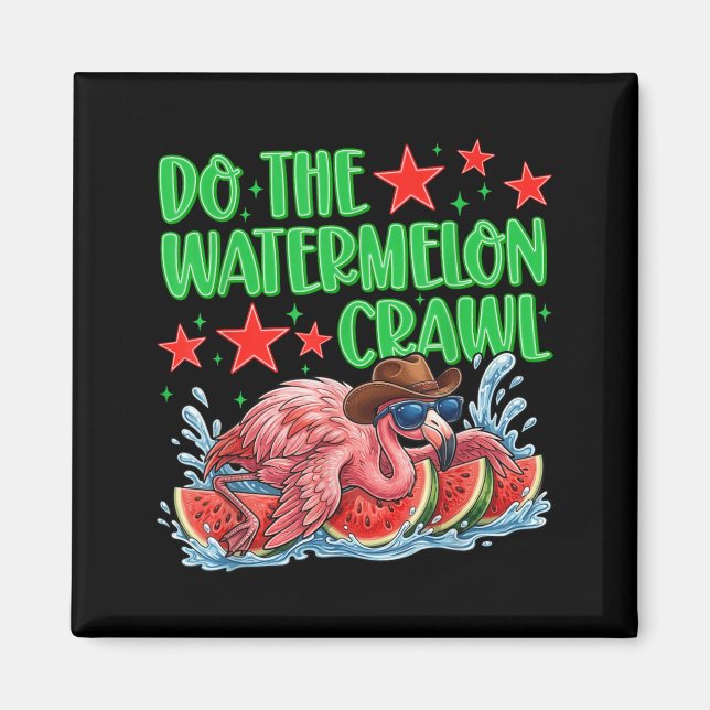Gör Vattenmelon Crawl Rollig Flamingo Cowboy Magnet (Framsidan)
