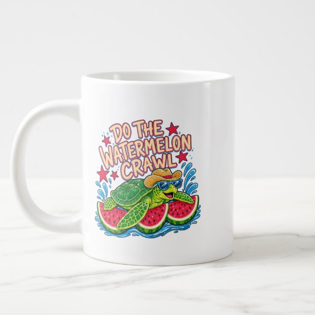 Gör Watermelon Crawl, watermelon crawl, cowboy  Jumbo Mugg (Vänster)