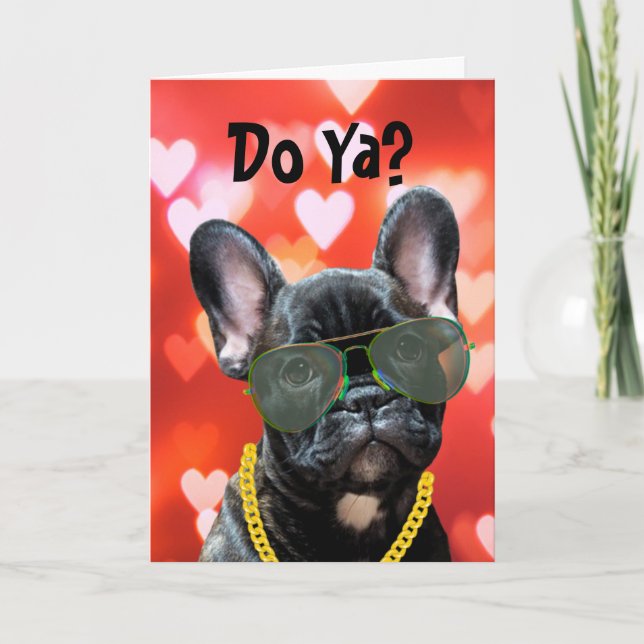 Gör Ya? Fransk Kyss? Valentine Hund Vibing Kort (Framsida)