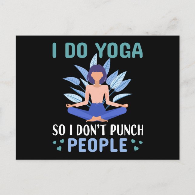 Gör yoga så att jag inte slår folk vykort (Framsida)