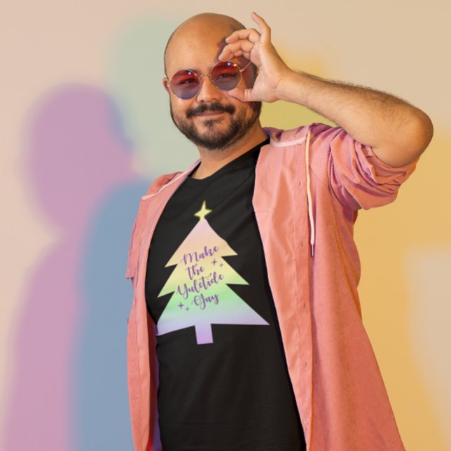 Gör Yuletide Gay Pastel Rainbow T Shirt (Skapare uppladdad)
