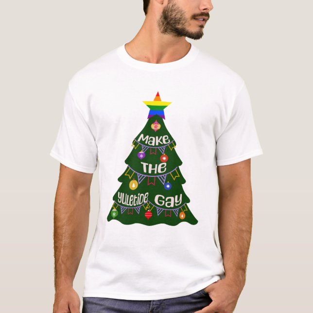 Gör Yuletide Gay pride T Shirt (Framsida)