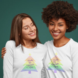 Gör Yuletiden den glada pastellfärgade regnbåge T Shirt