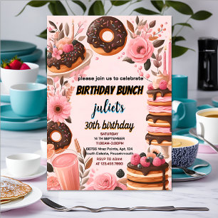 göra Donut-pannkakans vuxen rosa Brunch 30års föde Inbjudningar