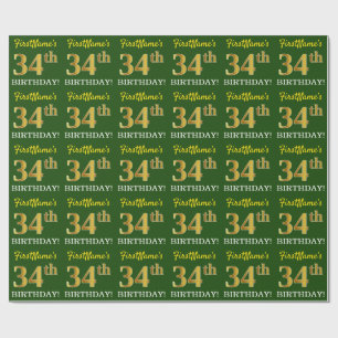 Göra grön den guld- looken "den 34th FÖDELSEDAGEN Presentpapper