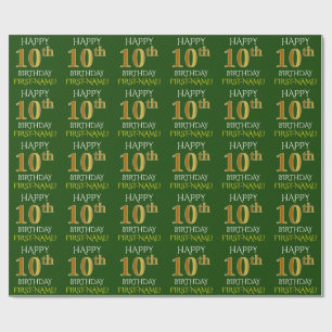 Göra grön fauxen den 10th FÖDELSEDAGEN för den Presentpapper