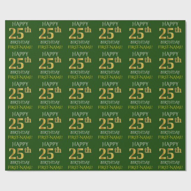 Göra grön fauxen den 25th FÖDELSEDAGEN för den Presentpapper (Platt)
