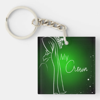 Göra grön min krona kvadrerar (tvåsidiga) Keychain
