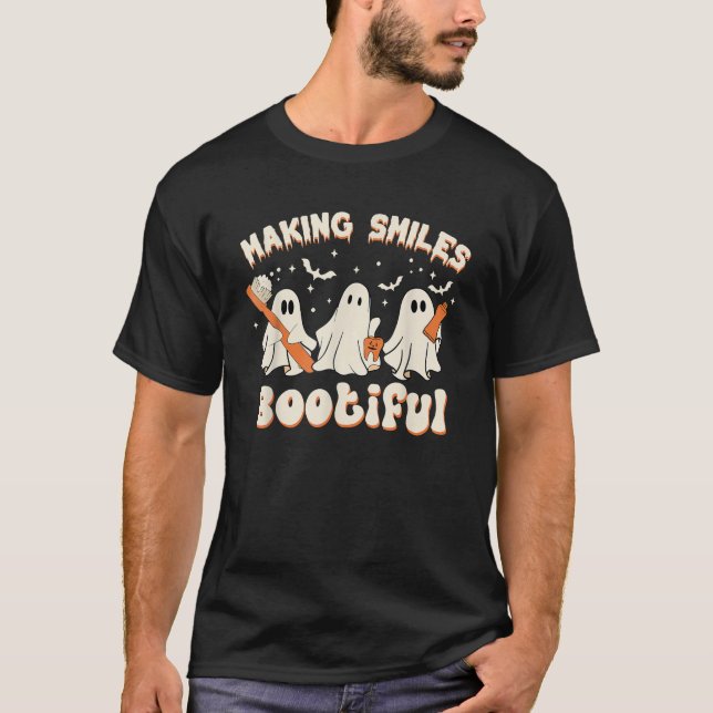 Göra Leenden Bootiful Halloween Rolig Spöke T Shirt (Framsida)