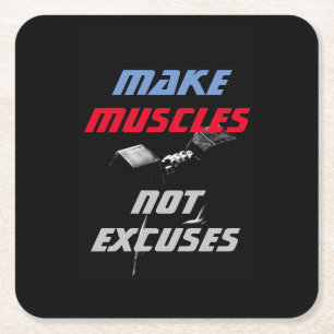 Göra muskler, boskapsbyggande Fitness Motivational Underlägg Papper Kvadrat