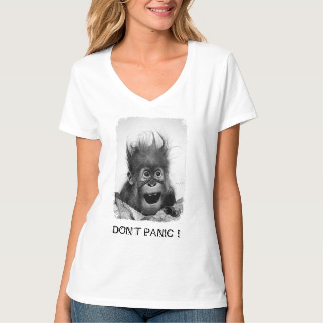 GÖRA PANIKSLAGEN INTE V-Nacken T-tröja T Shirt (Framsida)