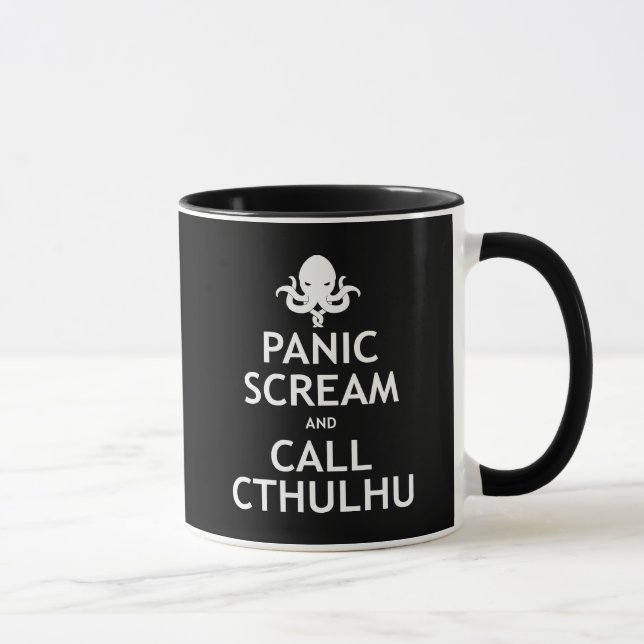 Göra panikslagen skriet och appellen Cthulhu Mugg (Höger)