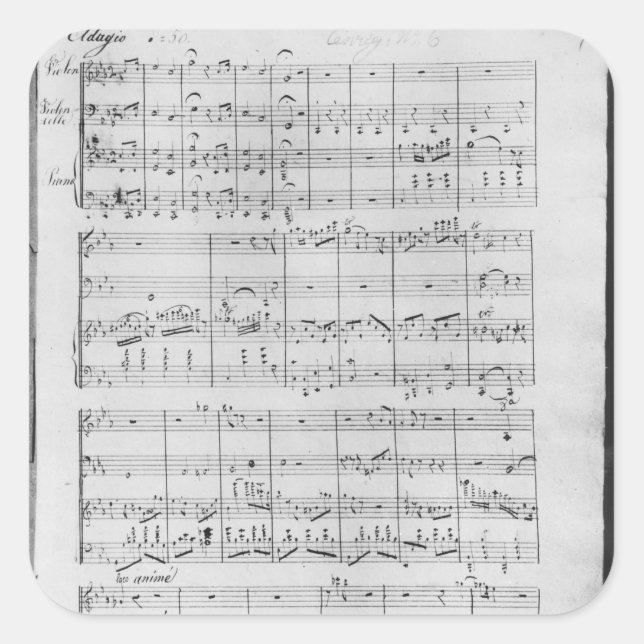 Göra poäng för trio för piano, fiol och fyrkantigt klistermärke (Front)