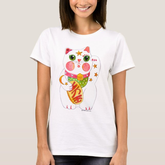 Göra tecken åt katten Maneki Neko T Shirt (Framsida)