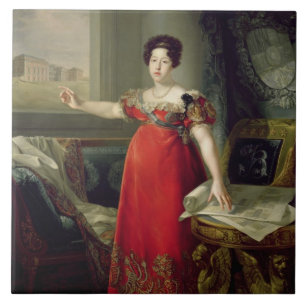 Göra till drottning Dona Maria Isabel de Braganza Kakelplatta