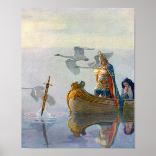 Göra till kung Arthur & Excalibur, C. 1922 vid N.C Poster