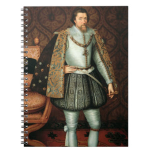 Göra till kung James mig av England (1566-1625) Anteckningsbok Med Spiral