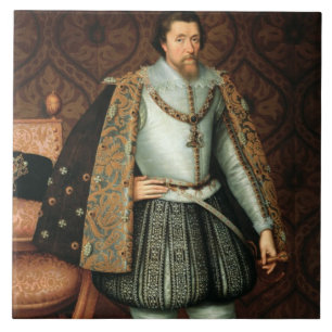Göra till kung James mig av England (1566-1625) Kakelplatta