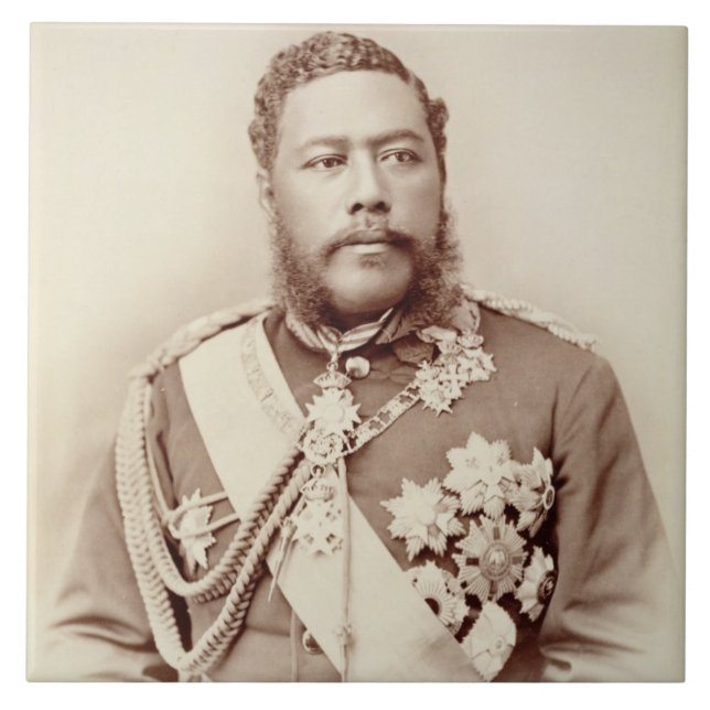 Göra till kung Kalakaua (1836-91), sen c19th Kakelplatta (Framsidan)