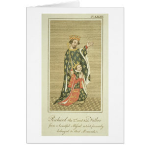 Göra till kung Richard II (1367-1400) med hans fa Hälsningskort