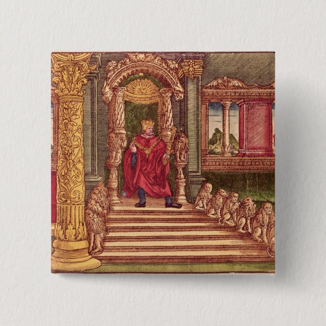 Göra till kung Solomon på hans biskopsstol, den Knapp (Framsida)