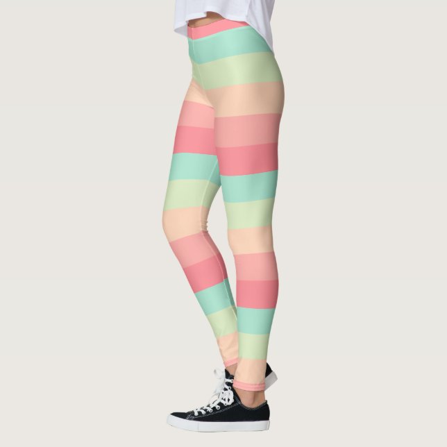 Görad randig nätt pastell leggings (Vänster)